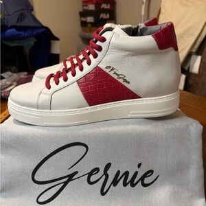 NIB Men's Gernie NYC 613's HIGH TOP SNEAKER WHITE RED CROCO SIZE 10.5 $245 MSRP
